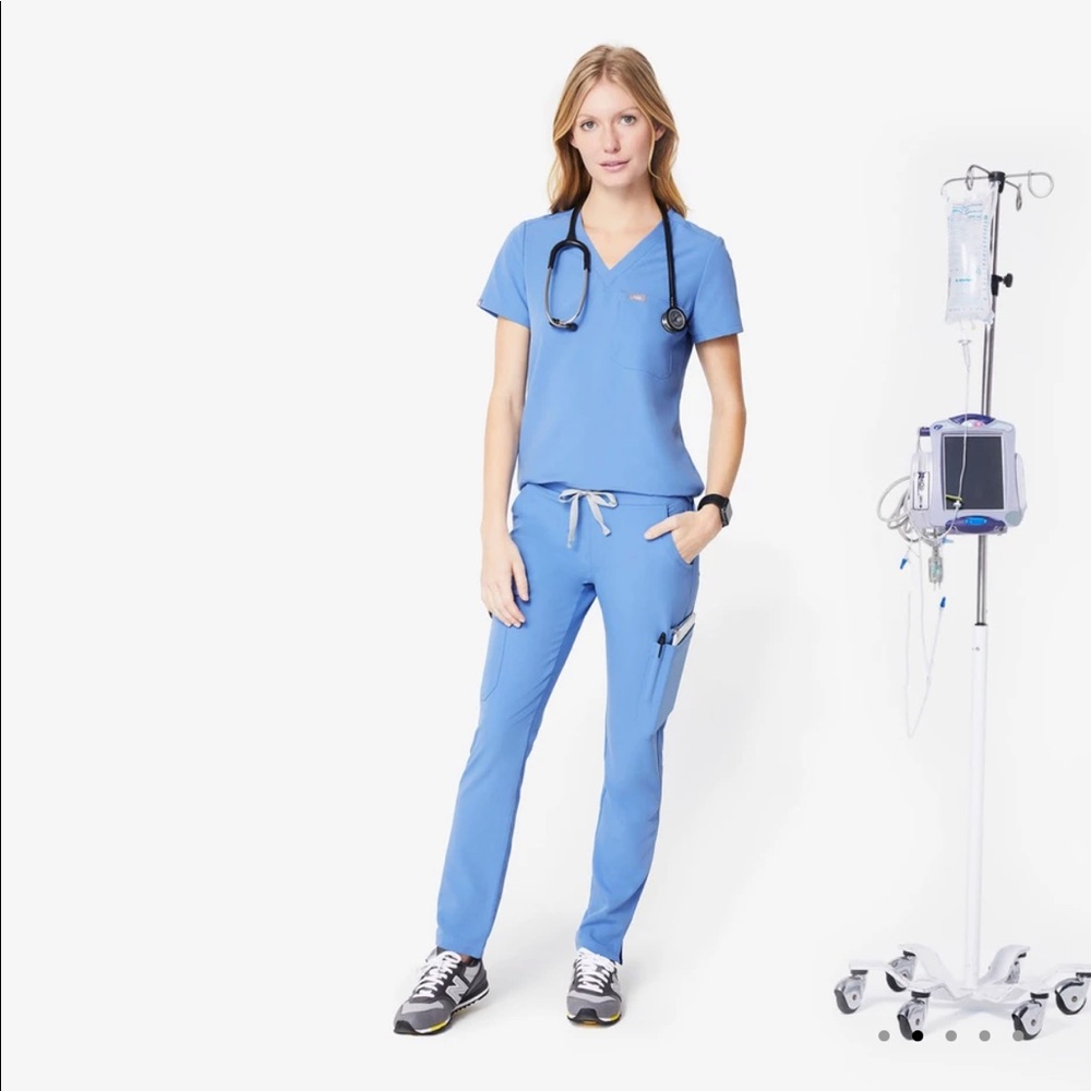 FIGS Yola Skinny Scrub Pants - Ceil Blue